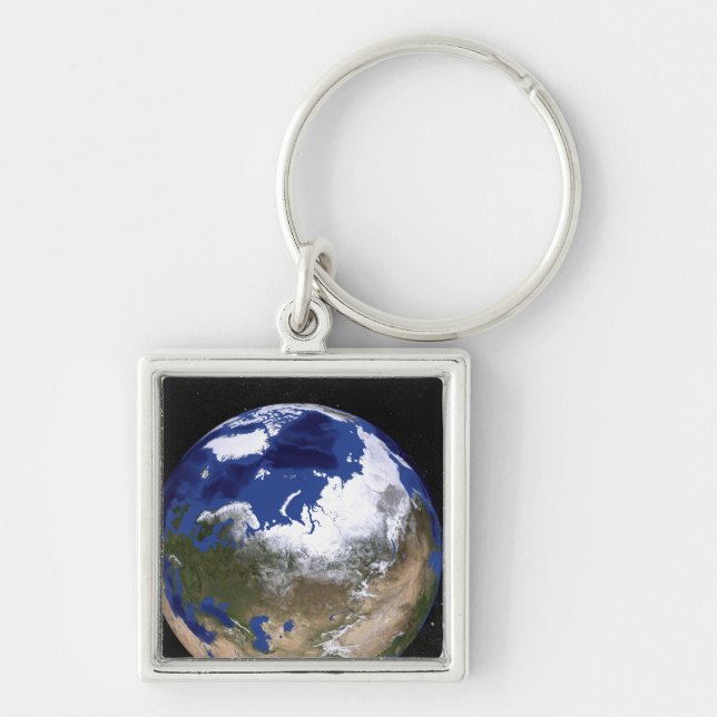 View of Earth showing the Arctic region Keychain (Front)