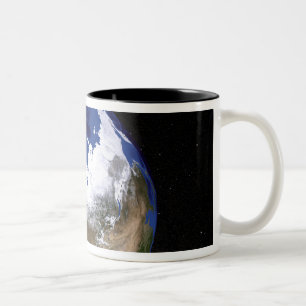 View of Earth showing the Arctic region Two-Tone Coffee Mug