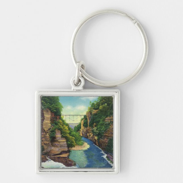 View of Fall Creek Gorge Keychain (Front)