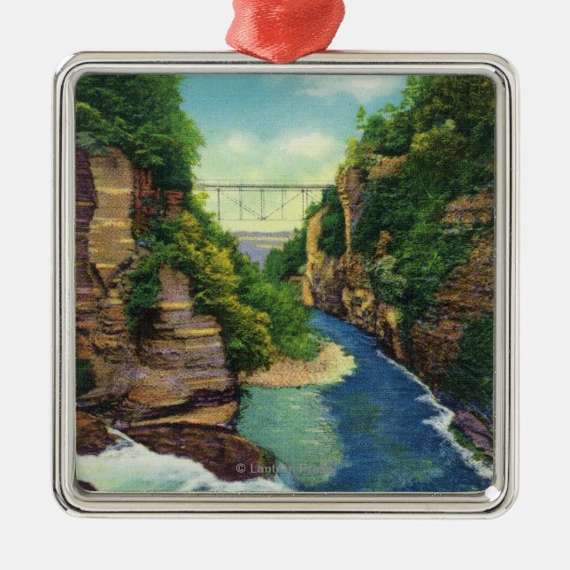 View of Fall Creek Gorge Metal Ornament (Front)