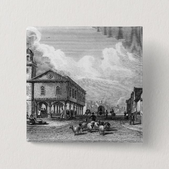 View of Faversham, Kent, 1832 2 Inch Square Button (Front)