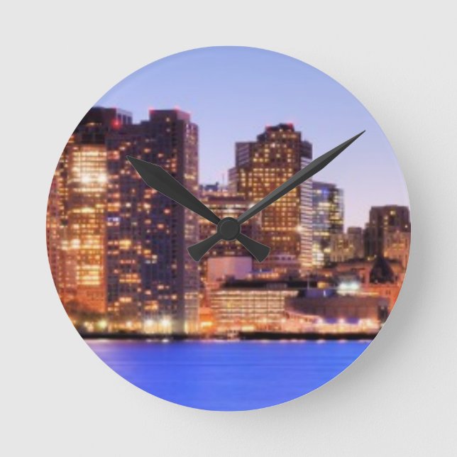 View of Financial District of downtown Boston Round Clock (Front)