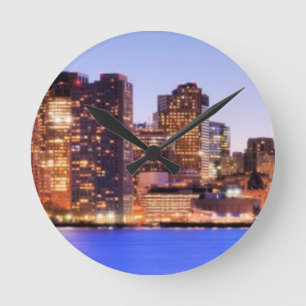View of Financial District of downtown Boston Round Clock