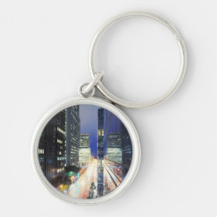 View of financial district office buildings keychain