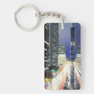 View of financial district office buildings keychain