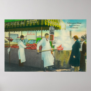 View of Fisherman's Wharf, Crabs Getting Poster