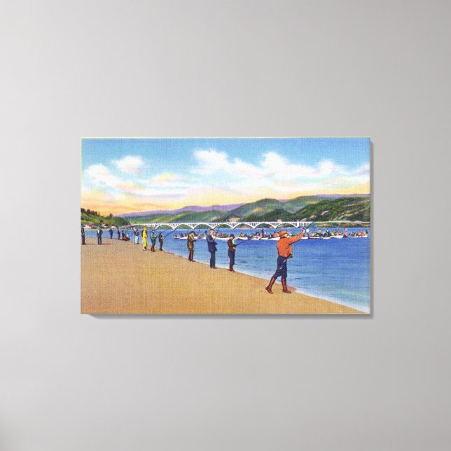 View of Fishermen Salmon Fishing Canvas Print (Front)