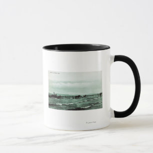 View of Fishermen Seine Fishing, Horse Carts Mug