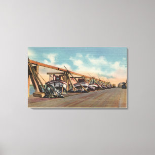 View of Fishing Boats on Municipal Pier Canvas Print