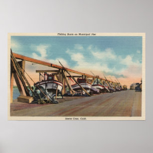 View of Fishing Boats on Municipal Pier Poster