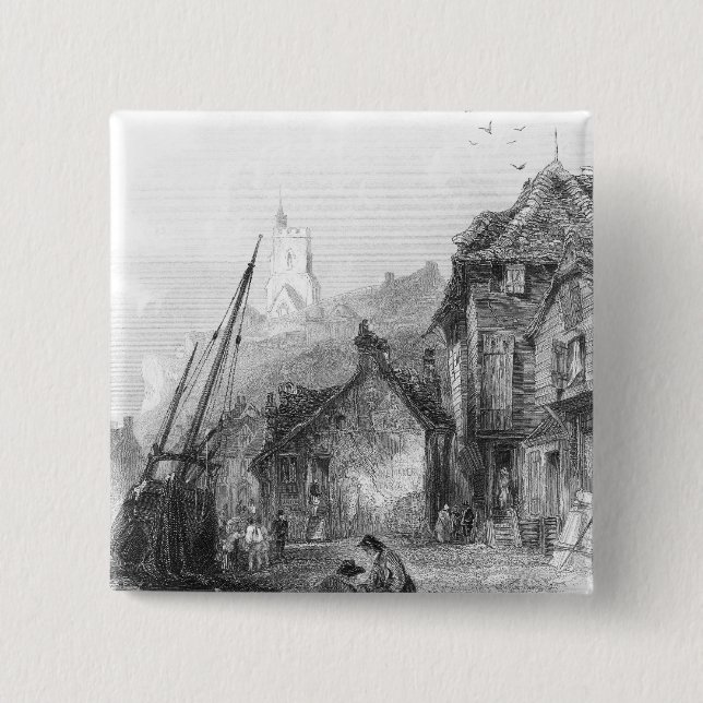 View of Folkestone 2 Inch Square Button (Front)