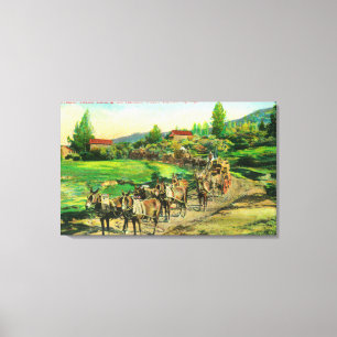 View of Freight Teams Hauling Bartlett Water Canvas Print