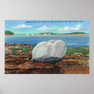 View of Frenchman's Bay and Balance Rock Poster