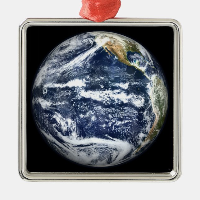 View of Full Earth centred over the Pacific Oc Metal Ornament (Front)
