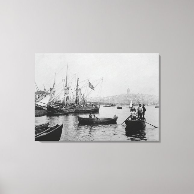 View of Galata in Istanbul from Sirkeci Port Canvas Print (Front)