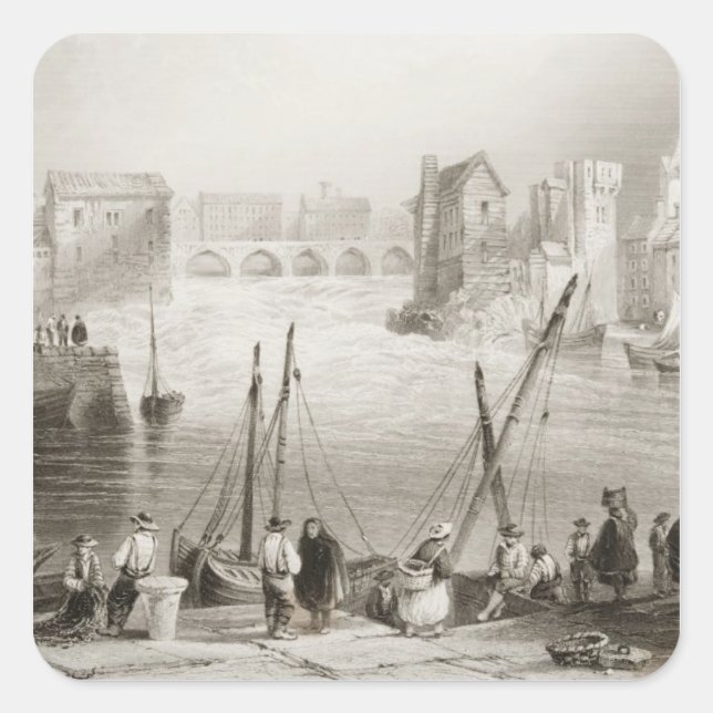 View of Galway from the Claddagh Square Sticker (Front)