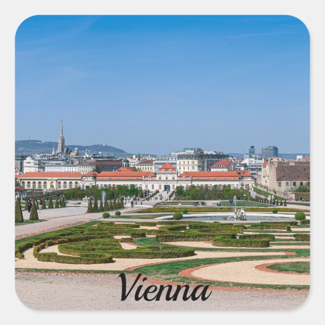 View of gardens near Lower Belvedere palace Square Sticker (Front)