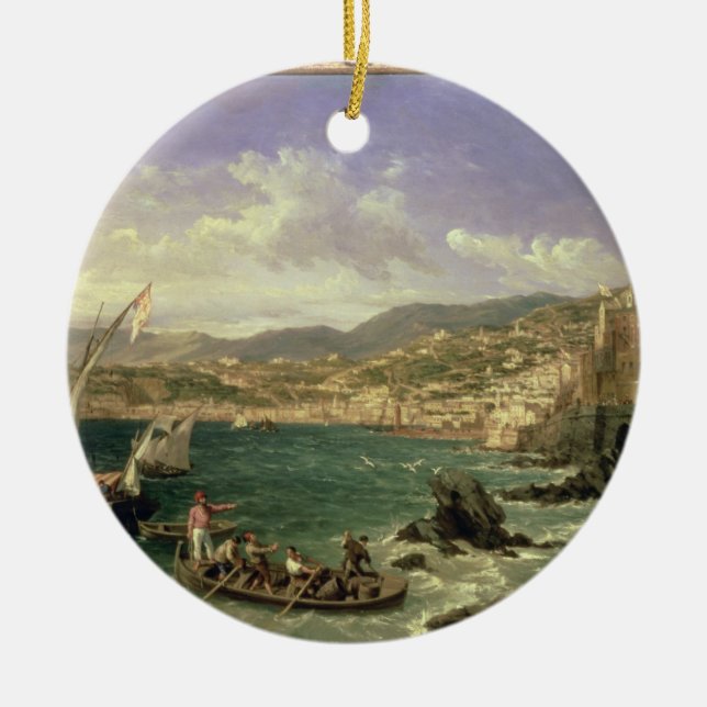 View of Genoa, 1854 (oil on canvas) Ceramic Ornament (Front)