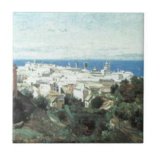 View of Genoa by Camille Corot Tile