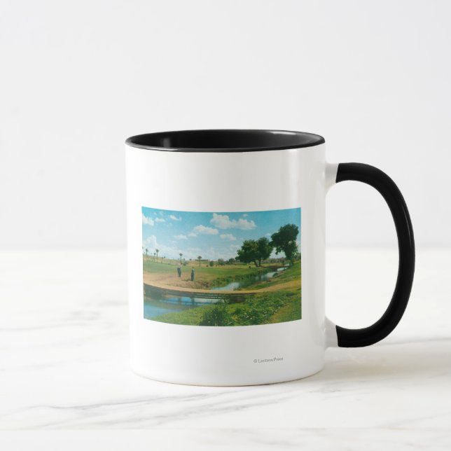 View of Golfer Hitting Ball Mug (Right)