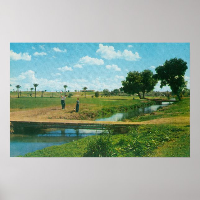 View of Golfer Hitting Ball Poster (Front)