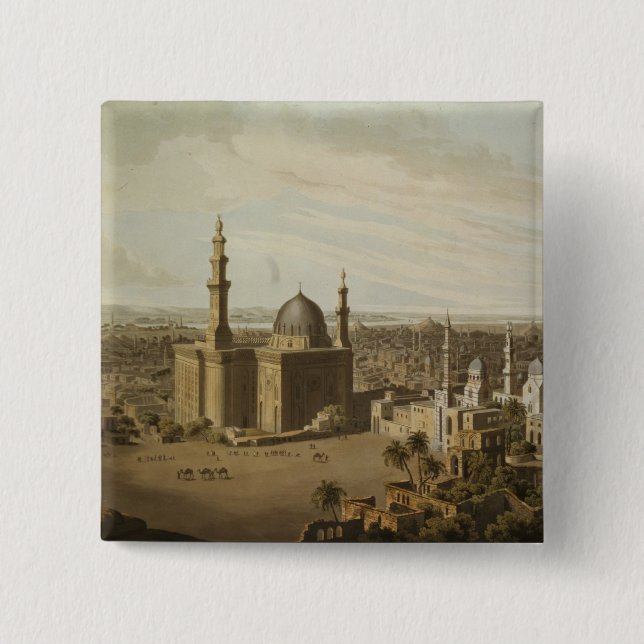 View of Grand Cairo, engraved by Daniel Havell (17 2 Inch Square Button (Front)