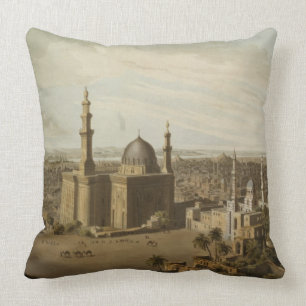 View of Grand Cairo, engraved by Daniel Havell (17 Throw Pillow