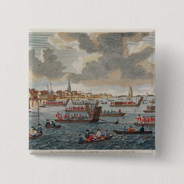 View of Gravesend with troops 2 Inch Square Button (Front)