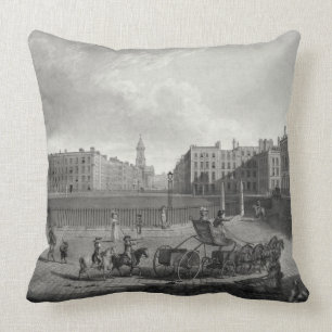 View of Hanover Square, engraved by Robert Pollard Throw Pillow