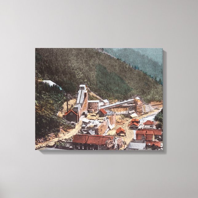 View of Hecla Mine Looking Down the Canyon Canvas Print (Front)