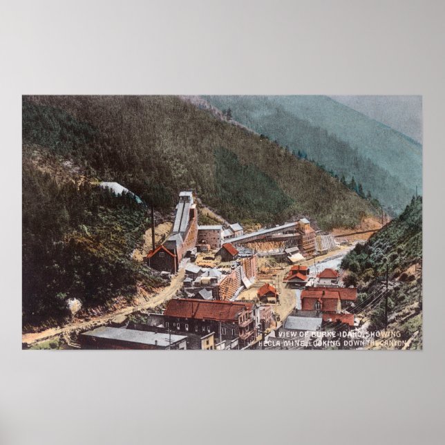 View of Hecla Mine Looking Down the Canyon Poster (Front)