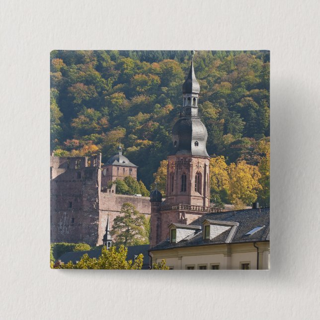 View of Heidelberg's Old Town 2 Inch Square Button (Front)