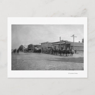View of Horse Wagon Teams on Street Postcard