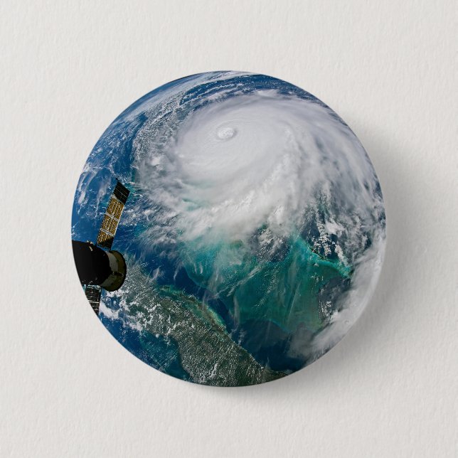 View Of Hurricane Dorian. 2 Inch Round Button (Front)