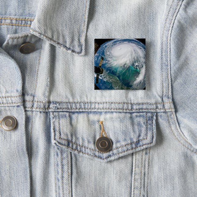 View Of Hurricane Dorian. 2 Inch Square Button (In Situ)