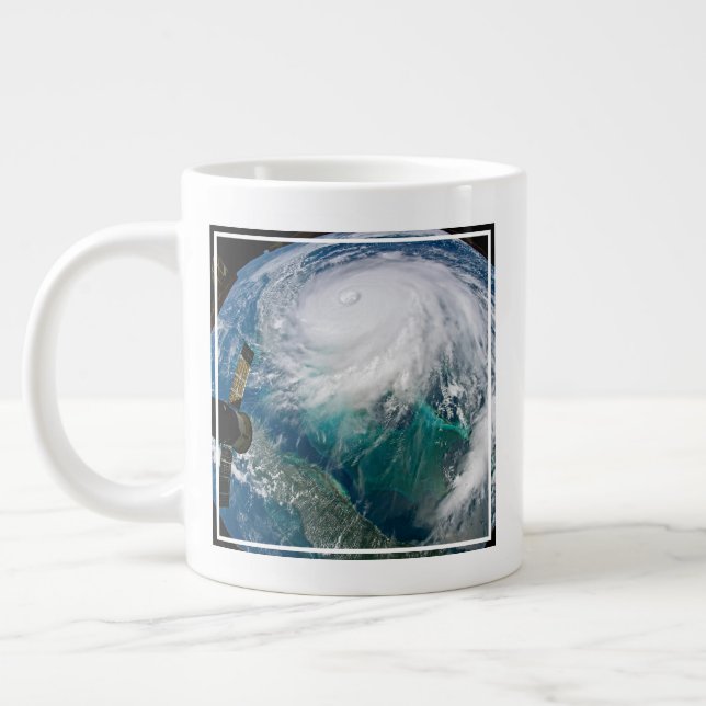 View Of Hurricane Dorian. Large Coffee Mug (Left)