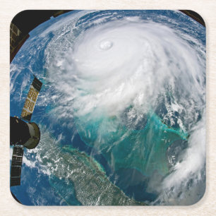 View Of Hurricane Dorian. Square Paper Coaster