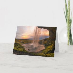 View of Iceland Seljalandsfoss Waterfall Card