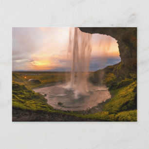 View of Iceland Seljalandsfoss Waterfall Postcard