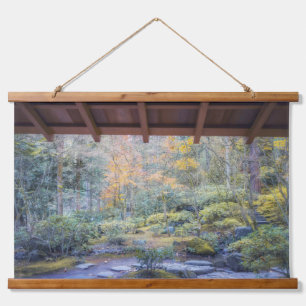 View of Japanese Garden in Autumn Hanging Tapestry