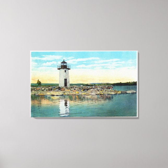 View of Lake Cobbosseecontee and the Lighthouse Canvas Print (Front)