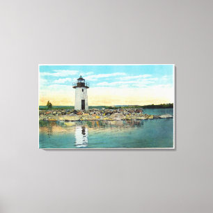 View of Lake Cobbosseecontee and the Lighthouse Canvas Print