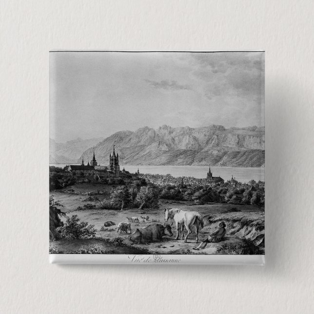 View of Lausanne 2 Inch Square Button (Front)