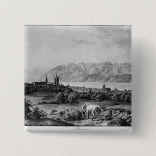 View of Lausanne 2 Inch Square Button