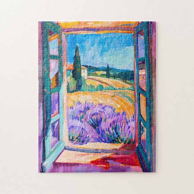 View of Lavender Fields in Summer. Painting Jigsaw Puzzle (Vertical)