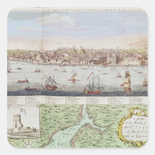 View of Lisbon, 1755 Square Sticker