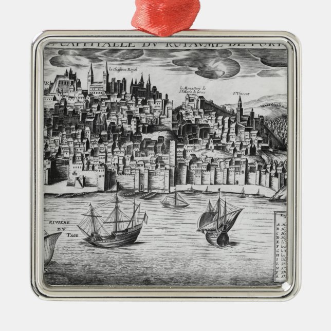View of Lisbon Metal Ornament (Front)
