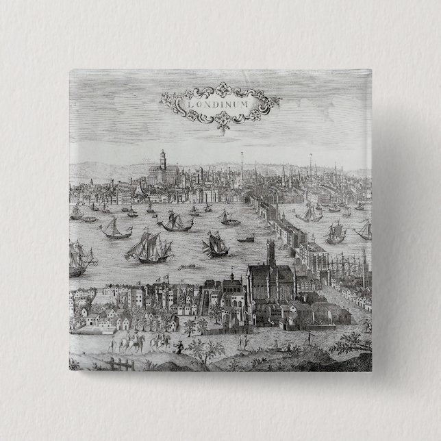 View of London 2 Inch Square Button (Front)