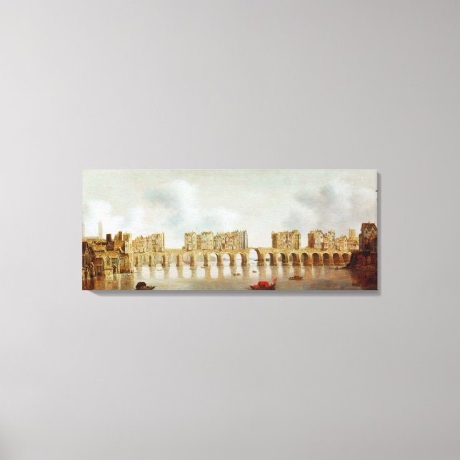 View of London Bridge, c.1632 (oil on panel) Canvas Print (Front)