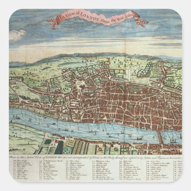 View of London, c.1560 Square Sticker (Front)